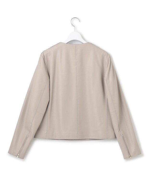 23区 ラムレザー ノーカラー ブルゾン アイボリー系