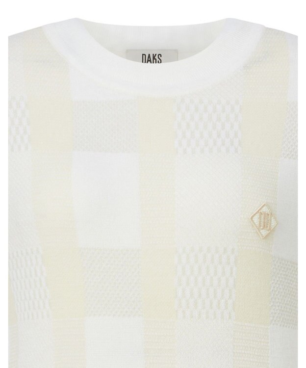 DAKS 【DAKS GOLF】ウールブレンドストレッチチェックセーター アイボリー