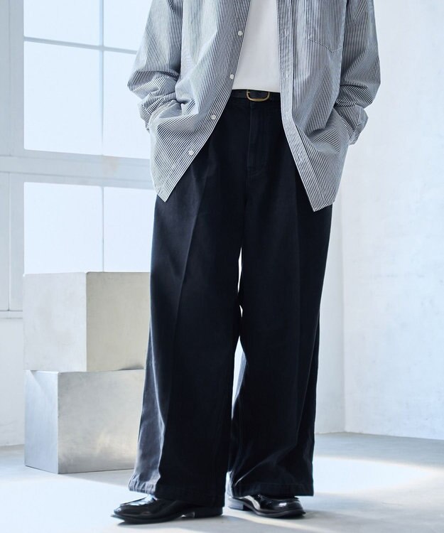 WEGO 【ウエストゴム】スーパーバギーデニムスラックス ブラック