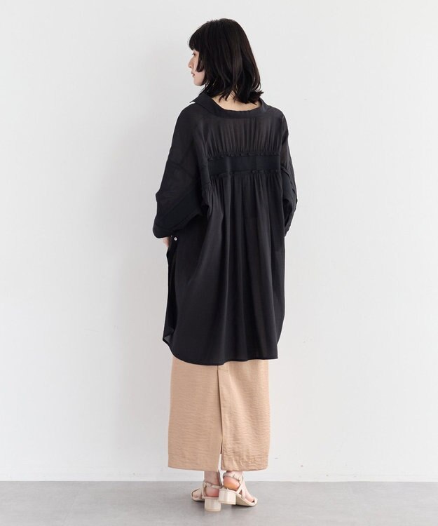 YECCA VECCA リブMIXシアーオーバーシャツ Black