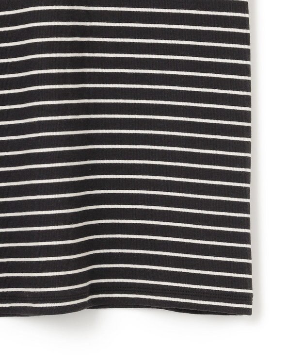 UNFILO コットンカシミヤ クルーネックカットソー ブラック×エクリュ