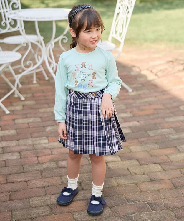 ANY KIDS ガーリーアート 長袖Tシャツ ミント（クマ）