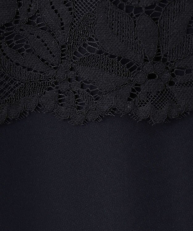 自由区 【XSサイズ～/洗える】フラワーコードレース サックワンピース ネイビー系