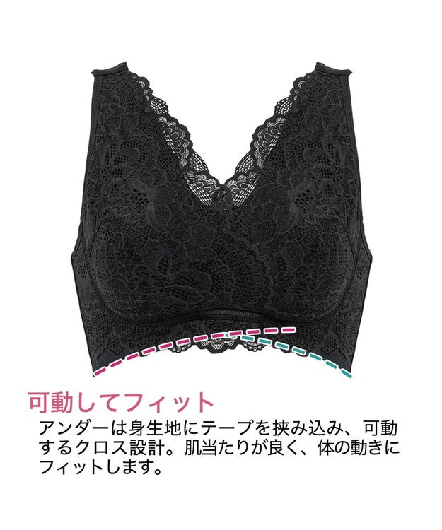 BRADELIS New York 【BRADELIS Me / ノンワイヤー・バストアップ】 カシュクールレーシィナイトブラ ブラック