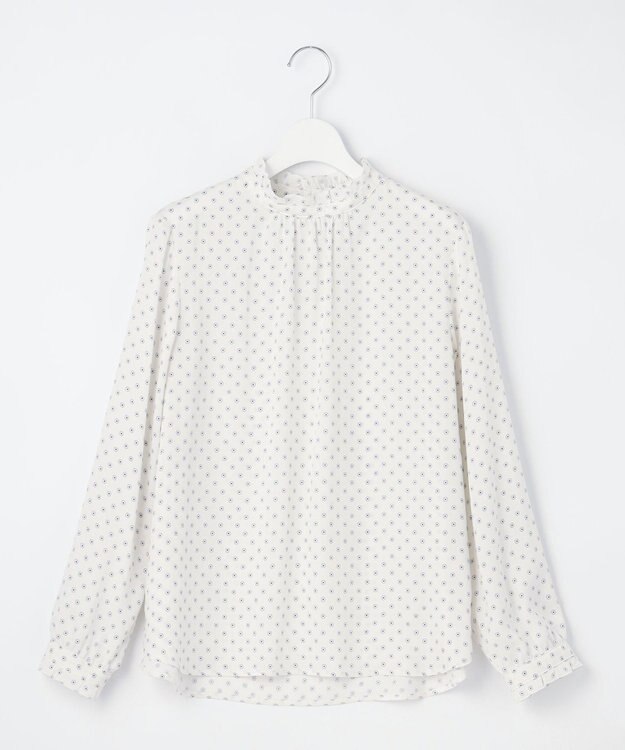 J.PRESS LADIES S 【洗える】ピーチサテン 幾何プリント ブラウス ホワイト系5