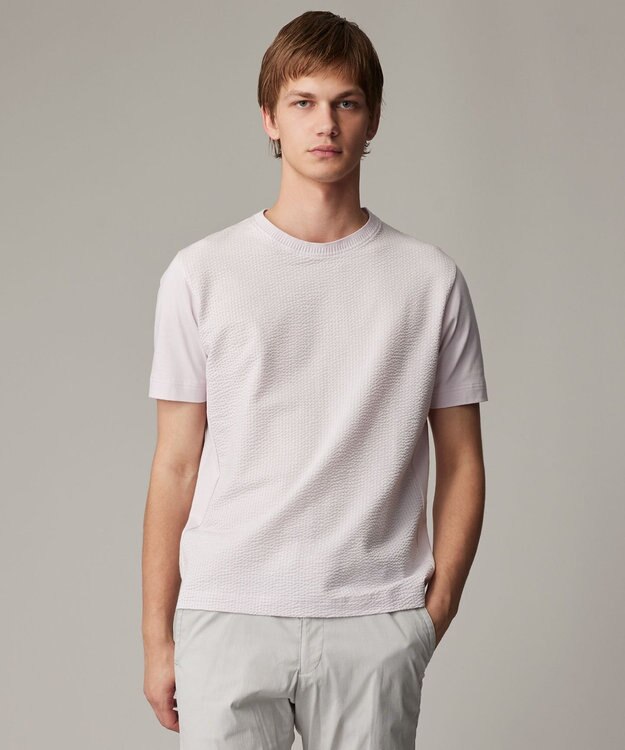 JOSEPH ABBOUD 【オーガニックコットン使用・日本製】JOEコットンサッカークルーネック Tシャツ ピンク系