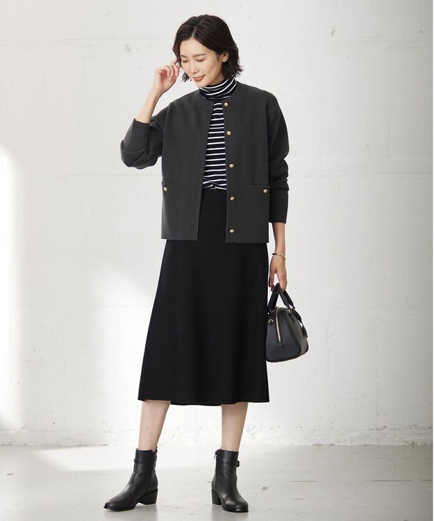 J.PRESS LADIES 【洗える】VIS/PE ROME ニット カーディガン グレー系