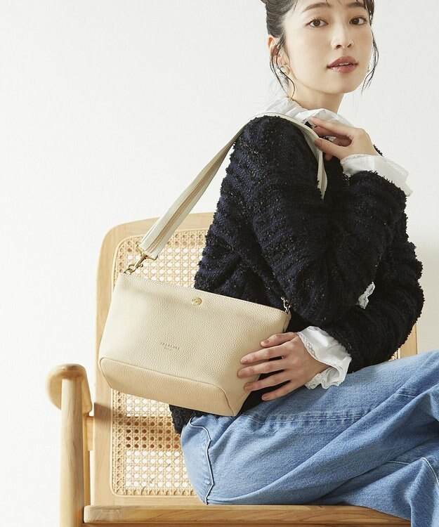 TOPKAPI 【TREASURE TOPKAPI】ソフトシュリンク テープ コンビ レザー ミニショルダーバッグ ペールベージュ