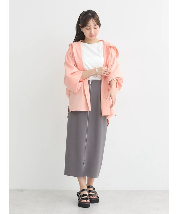 earth music&ecology フーディーシャツ Pink