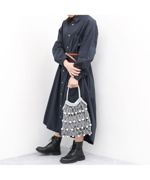 UNBILLION カカトゥ kakatoo / パール風ビーズ編み込メッシュバッグ シルバー