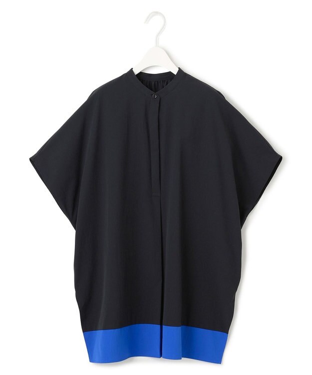 ICB L 【接触冷感・UVカット・洗える】 RENUソフトタイプライター ブラウス ブラック×ブルー系