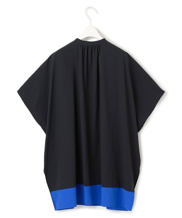 ICB L 【接触冷感・UVカット・洗える】 RENUソフトタイプライター ブラウス ブラック×ブルー系