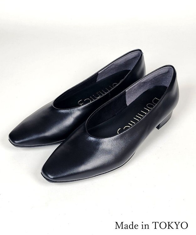 Dominic3 ディープカット レザーパンプス ブラック