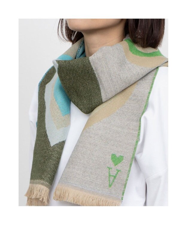 UNBILLION カシュネ cache nez / トランプ柄マフラー グリーン