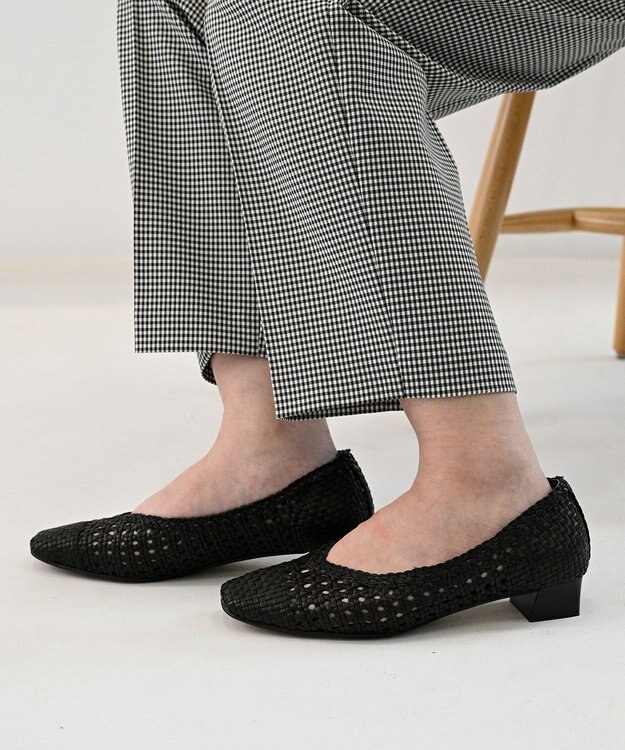 APOM レザーメッシュパンプス30 ブラック