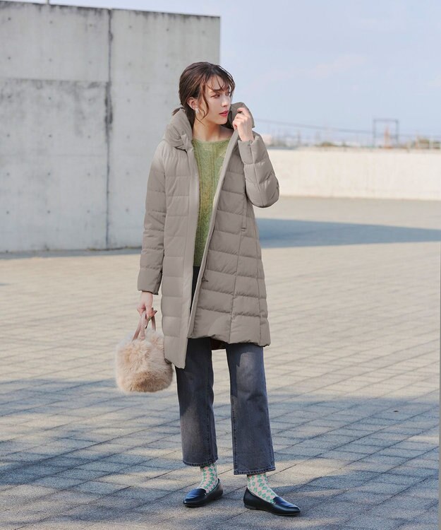 Tiaclasse 【ダウン70%撥水加工】スタンドカラーダウンコート ベージュ