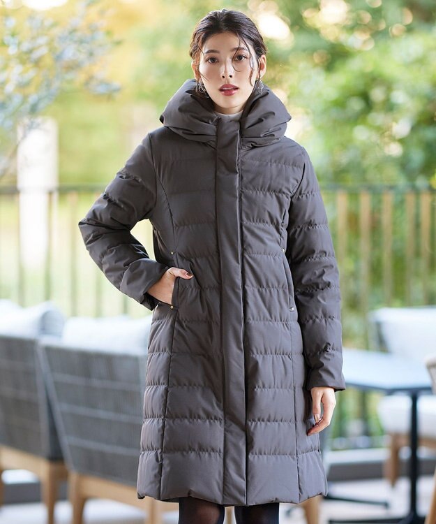 Tiaclasse 【ダウン70%撥水加工】スタンドカラーダウンコート チャコールグレー