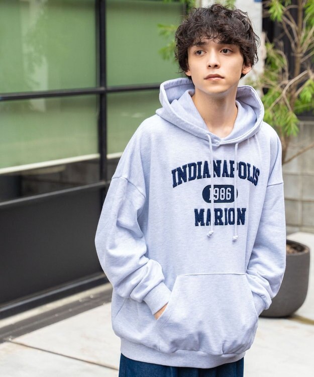 WEGO ヘビーウエイトサガラカレッジプルパーカー グレー