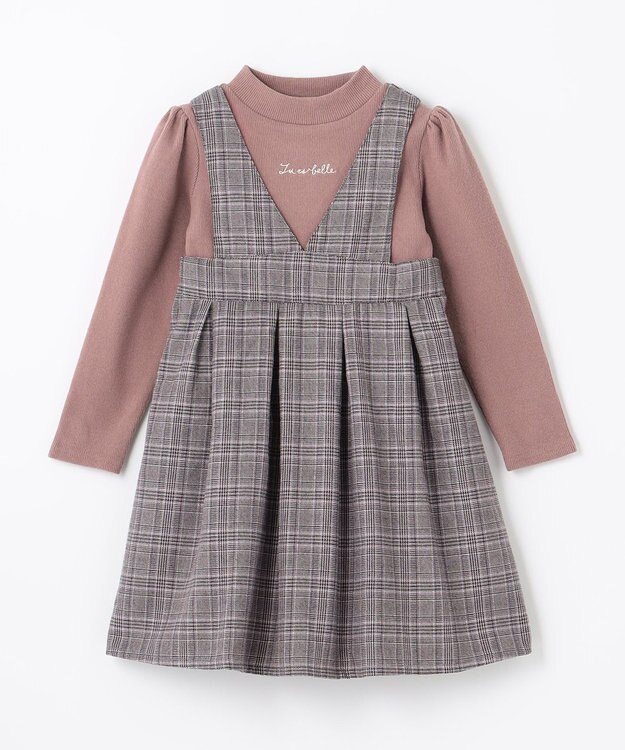 ANY KIDS ドッキングチェックワンピース ココア系