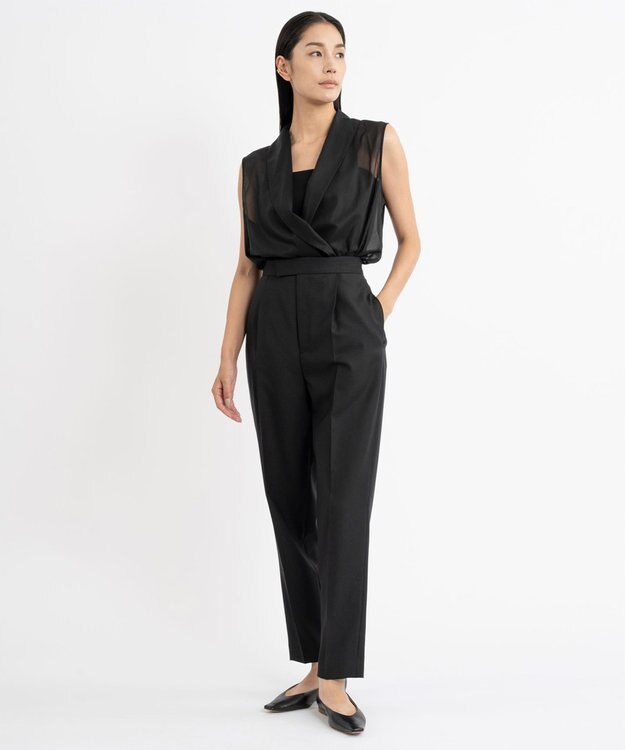 23区 L 【エステータ】コットンオーガンジー ブラウス ブラック系