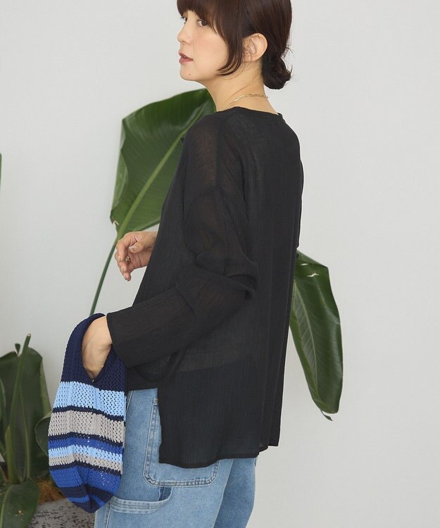 AMERICAN HOLIC 楊柳シアーブラウス Black