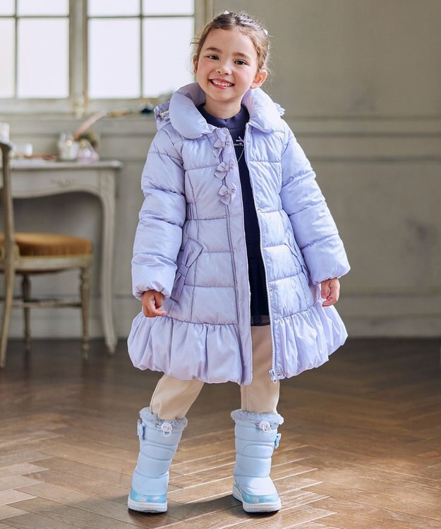 ANY KIDS 【フード取り外し/洗濯機可能】Aラインコート サックスブルー