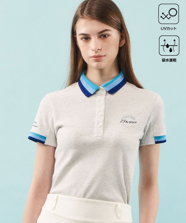23区GOLF 【WOMEN】【UVケア・吸水速乾】ハニカムカノコ 半袖ポロシャツ ライトグレー系