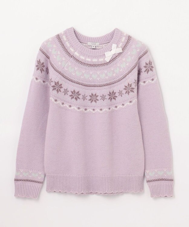 ANY KIDS ノルディック柄 ニット ラベンダー系