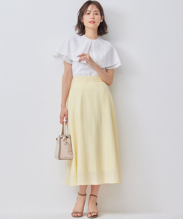 組曲 L サッカーストレッチ 襟付きブラウス アイボリー系