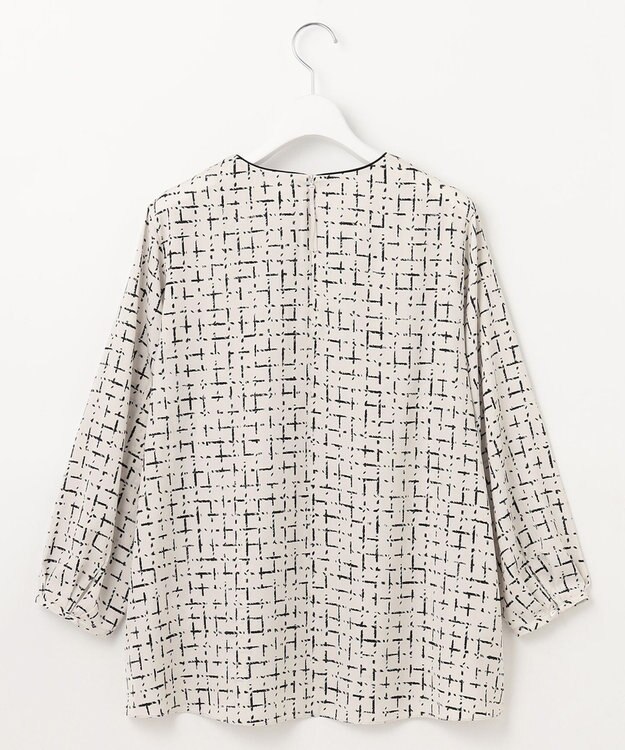 自由区 L 【セットアップ対応・洗える】スクラッチチェックプリント ブラウス ベージュ系5