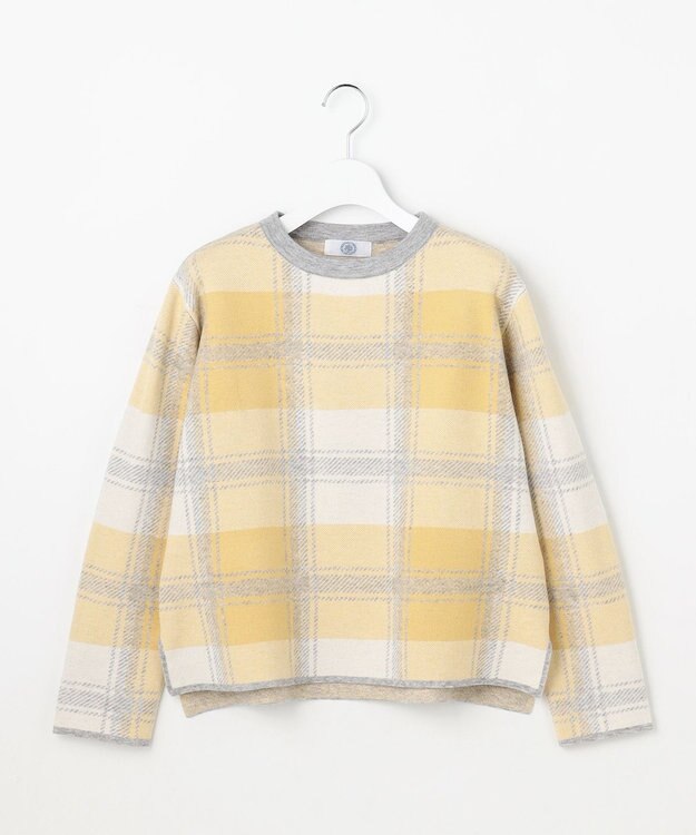 J.PRESS LADIES L Wooly Stretch Plaid ニット イエローチェック系