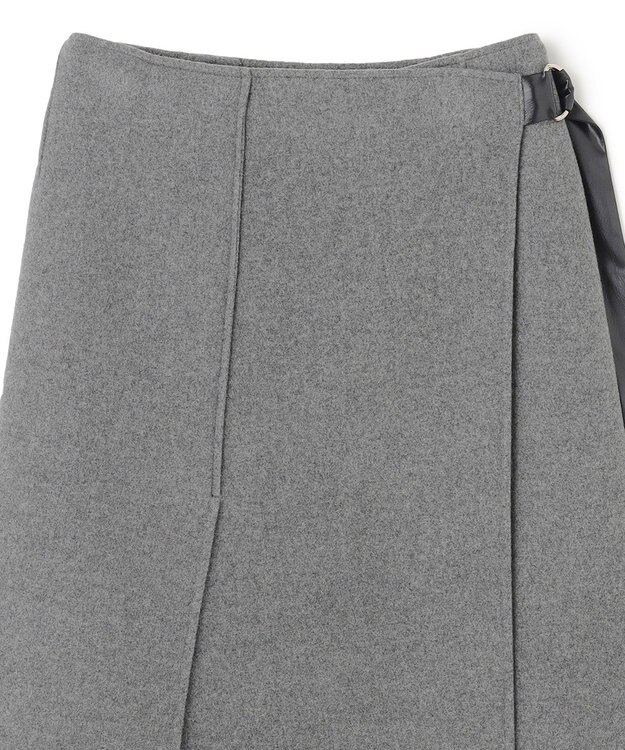 BEIGE， GRASSE / サテンベルト付きリバーラップスカート Md Gray