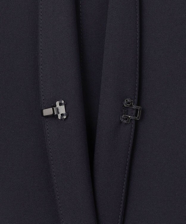 自由区 S 【セットアップ対応・接触冷感・UVケア・洗える】ライトストレッチノーカラー ジャケット ネイビー