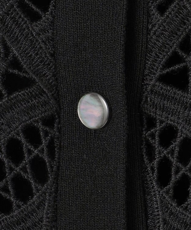 23区 L 【洗える】エンブロイダリーレース カーディガン ブラック系