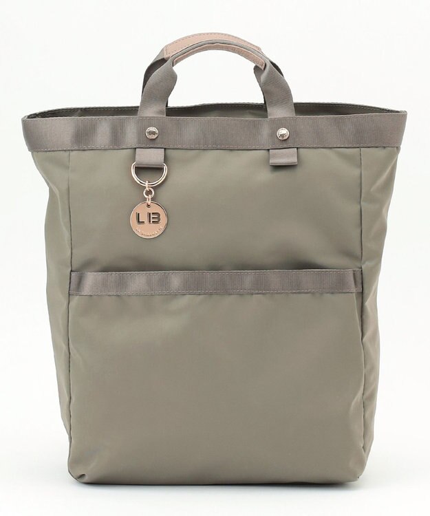 LA BAGAGERIE チャーム付き　ナイロンスクエアリュック グレー