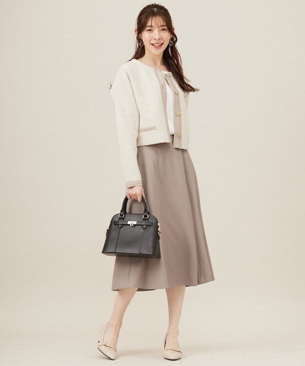 ANY SIS バイカラーラメニット カーディガン オフ×ベージュ