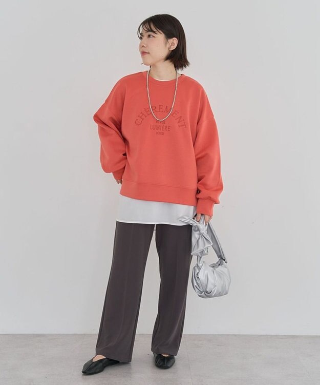 Green Parks ロゴ刺繍ダンボールプルオーバー Red