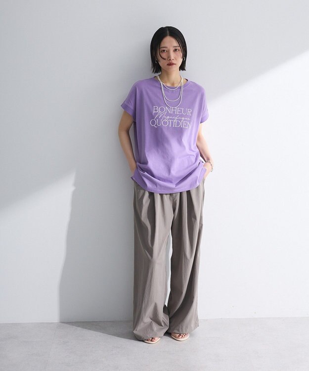 Green Parks フレンチスリーブ筆記体ロゴチュニック Purple