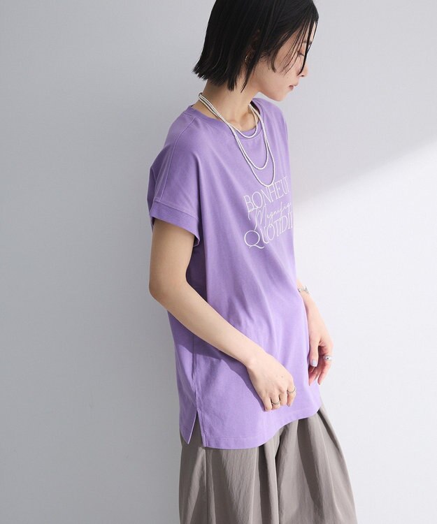 Green Parks フレンチスリーブ筆記体ロゴチュニック Purple