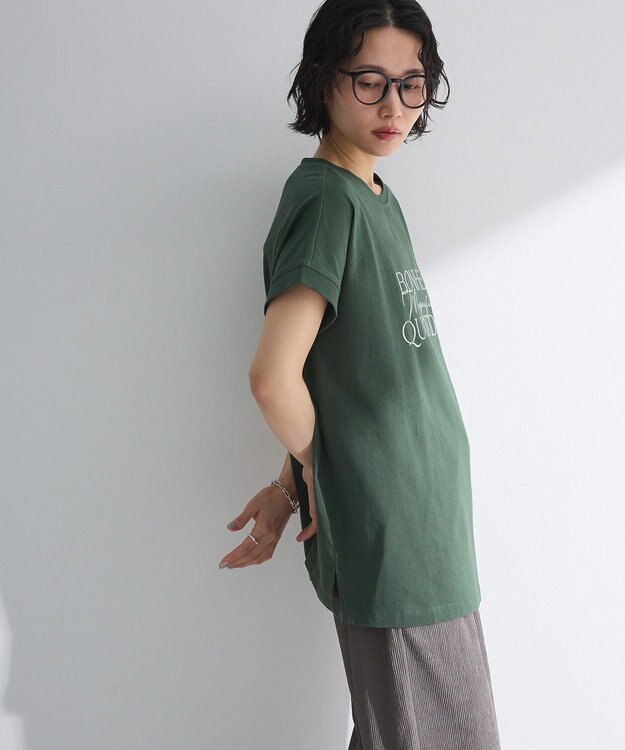 Green Parks フレンチスリーブ筆記体ロゴチュニック Green