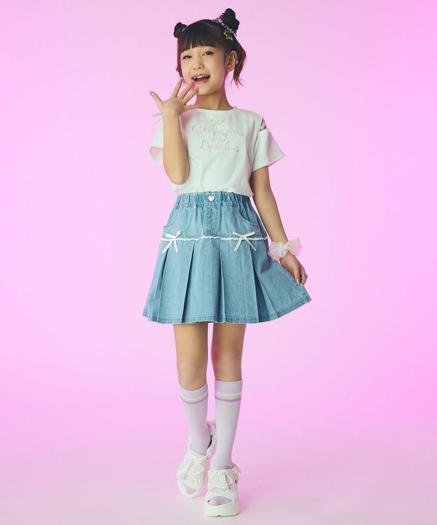ANY KIDS プリーツ ミニスカパン デニム