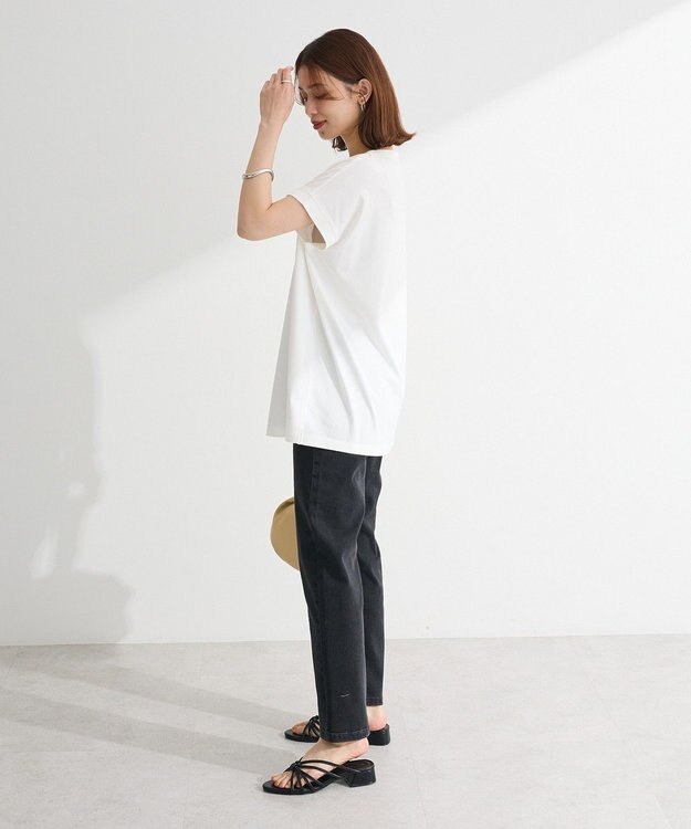 Green Parks フレンチスリーブ筆記体ロゴチュニック Off White