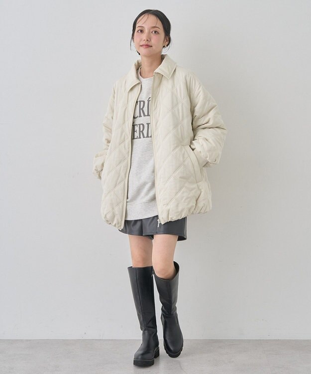 earth music&ecology ダブルステッチキルティングコート Ivory