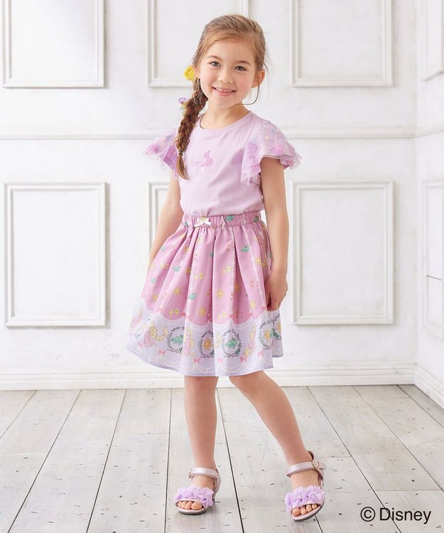 ANY KIDS 【ディズニープリンセス】袖 刺繍 Tシャツ ラベンダー<ラプンツェル>