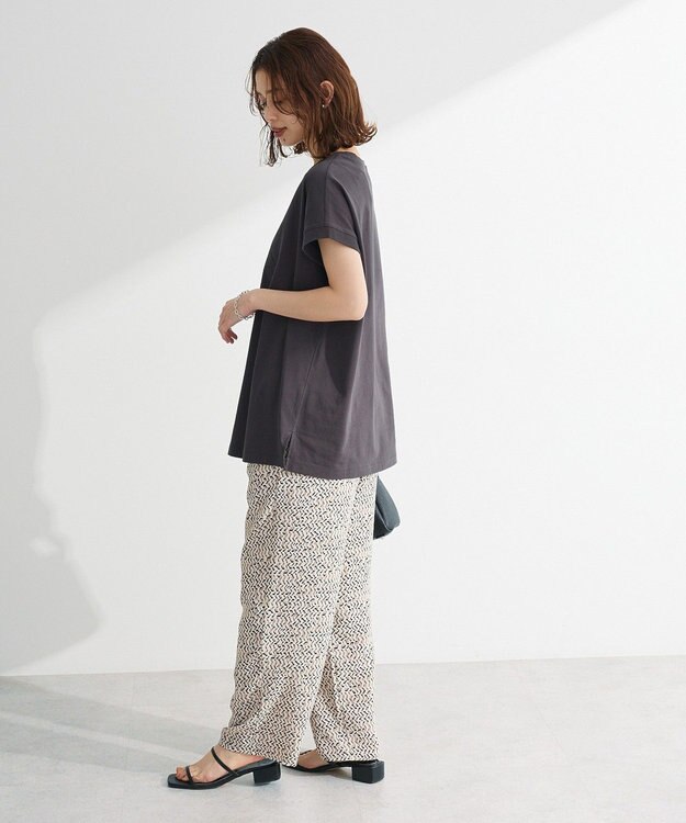 Green Parks フレンチスリーブ筆記体ロゴチュニック Dark Gray