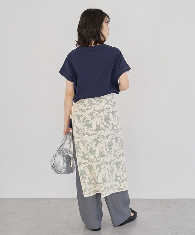 Green Parks フレンチスリーブ筆記体ロゴチュニック Navy