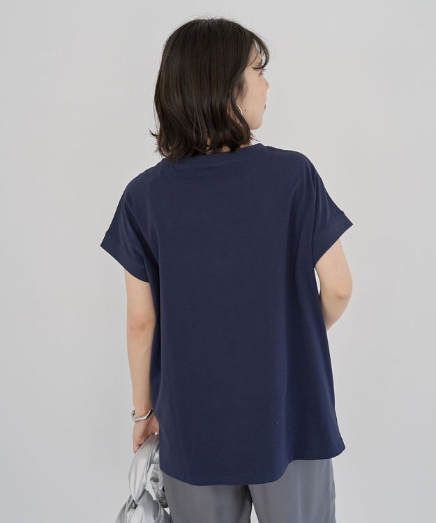 Green Parks フレンチスリーブ筆記体ロゴチュニック Navy