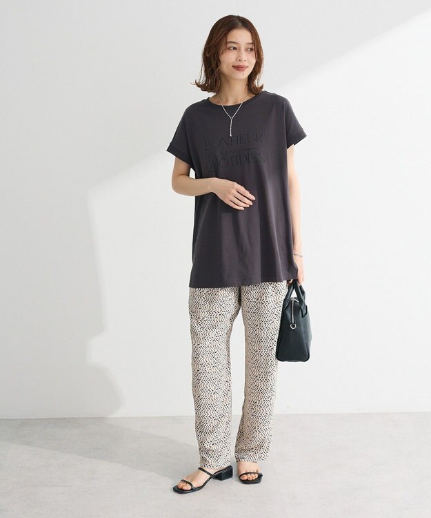 Green Parks フレンチスリーブ筆記体ロゴチュニック Dark Gray