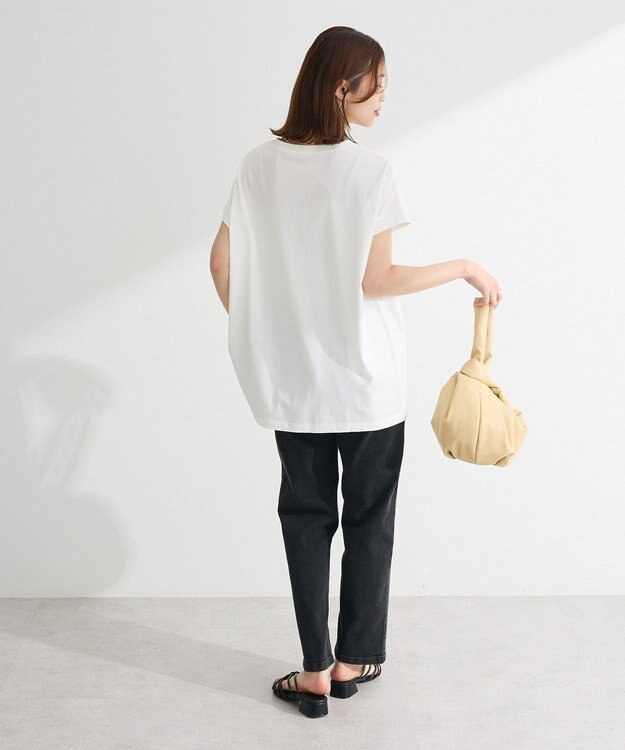 Green Parks フレンチスリーブ筆記体ロゴチュニック Off White