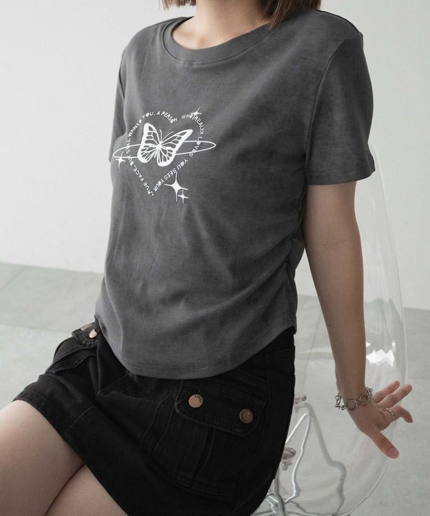 WEGO メタリックバタフライサークルロゴT スミクロ